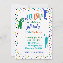 Jump Party Trampoline Park Boys Birthday Inbjudningar