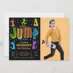 Jump Photo Birthday Trampoline Party Inbjudningar