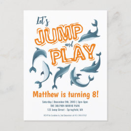 Jump Play Dolphin Park Kids Party Orange Birthday Vykort