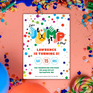 Jump Play Trampoline Park Party Barns födelsedag Inbjudningar