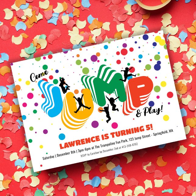 Jump Play Trampoline Park Party Barns födelsedag Inbjudningar (Jump Play Trampoline Park Party Kids Birthday Invitation)