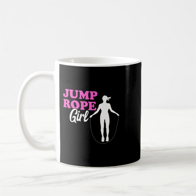 Jump Rope Girl Rope Jumping Woman Skipping Rope Gy Kaffemugg (Vänster)