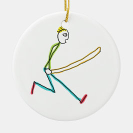Jump Rope Skipping Stickman Julgransprydnad Keramik