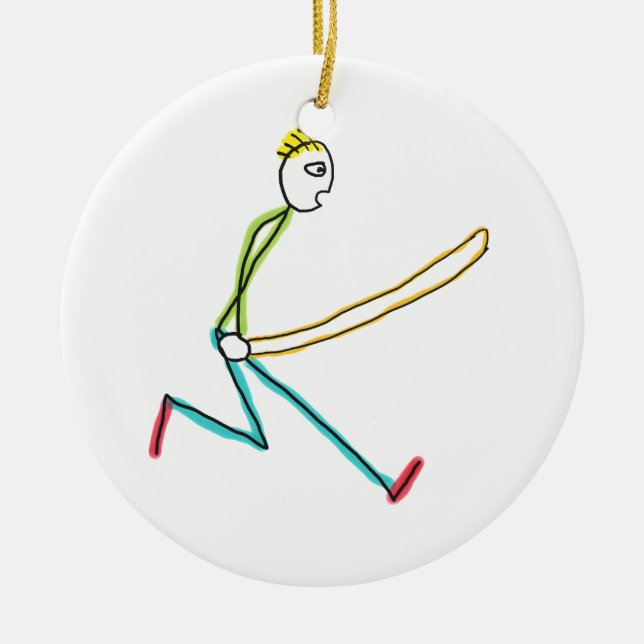 Jump Rope Skipping Stickman Julgransprydnad Keramik (Framsidan)