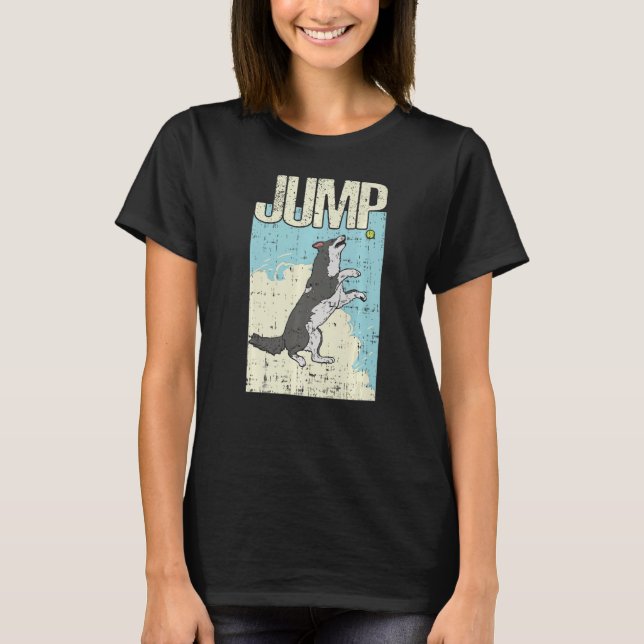 Jump Sheepdog Gräns Collie Premium T Shirt (Framsida)
