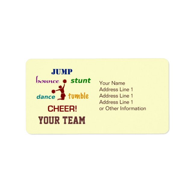 Jump Stunt Bounds CheerLeaders Adressetiketter (Framsidan)