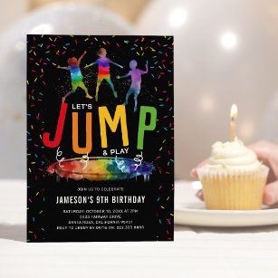 Jump Trampoline Barns födelsedag Party Inbjudningar