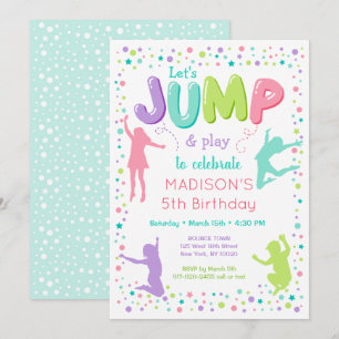 Jump Trampoline Bounge Party Birthday Inbjudningar