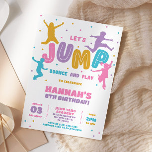 Jump Trampoline Park-Födelsedagsfest Inbjudningar