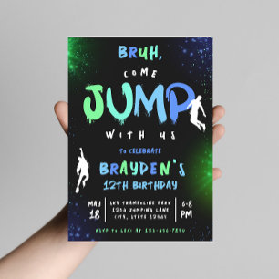 Jump Trampoline Park Graffiti Birthday-inbjudan Inbjudningar