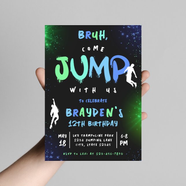 Jump Trampoline Park Graffiti Birthday-inbjudan Inbjudningar (Skapare uppladdad)