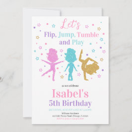 Jump Tumble Gymnastics Birthday Inbjudningar