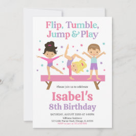 Jump Tumble Gymnastics Birthday Inbjudningar