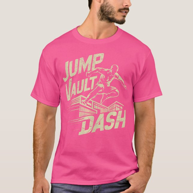 Jump Vault Dash Parkour T Shirt (Framsida)