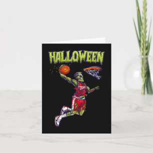 Jump Zombie Basketball Dunk Player Halloween Pumpk Kort