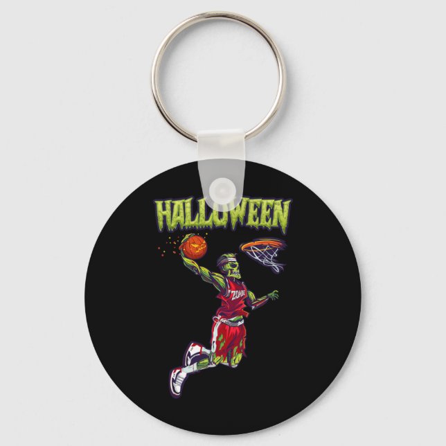 Jump Zombie Basketball Dunk Player Halloween Pumpk Nyckelring (Framsida)