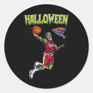 Jump Zombie Basketball Dunk Player Halloween Pumpk Runt Klistermärke