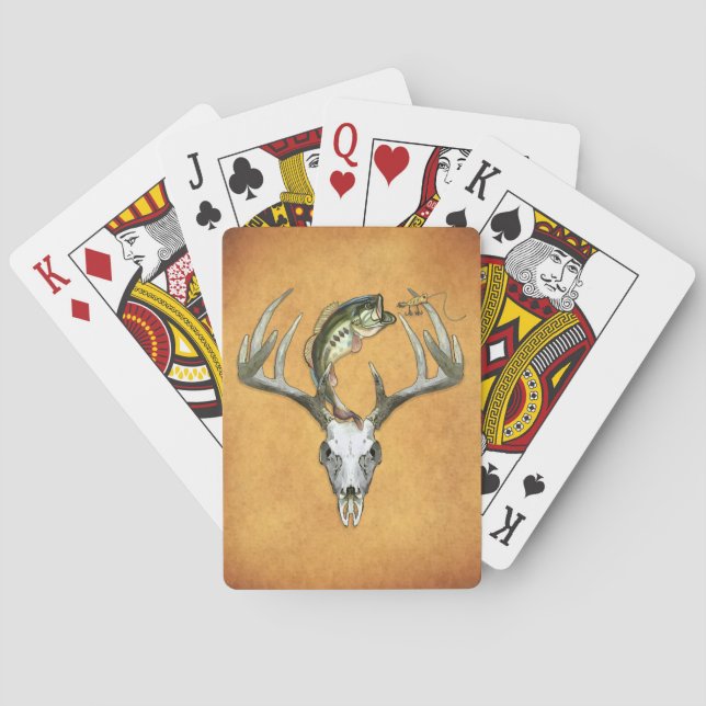 Jumpande Bass over Big Buck Hjort Skull Casinokort (Baksidan)
