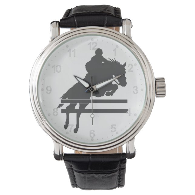 Jumpande hästsilhouette - Välj bakgrund färg Armbandsur (Framsida)