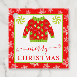 Jumper av jullagen Cute Red och Grönt Gåvor Etiketter