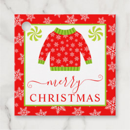 Jumper av jullagen Cute Red och Grönt Gåvor Etiketter
