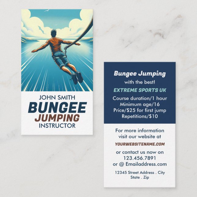 Jumper Design - Bungee Jumping Instructor Visitkort (Fram/baksida)