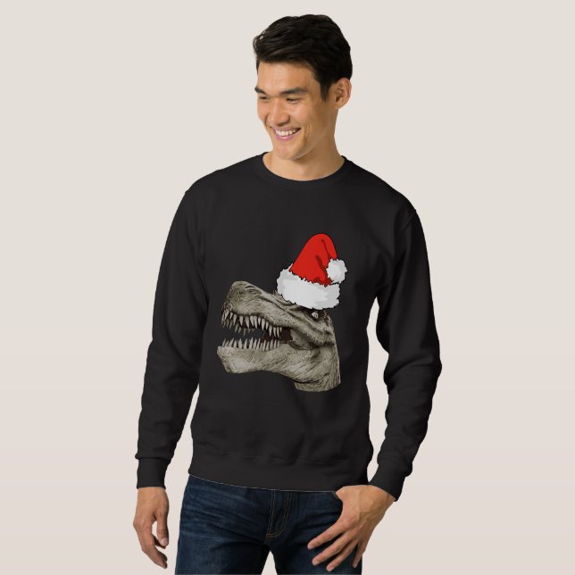 Jumper för tröja för jul för Santa DinosaurT-Rex Sweatshirt (Hel framsida)