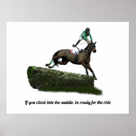 Jumper Horse Jockey in Grönt Poster