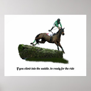Jumper Horse Jockey in Grönt Poster