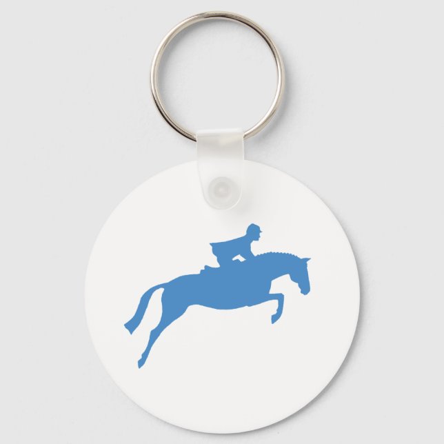 Jumper Horse Silhouette (blått) Nyckelring (Framsida)