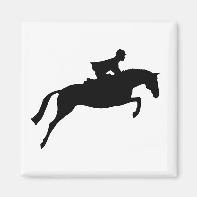Jumper Horse Silhouette Magnet (Framsidan)