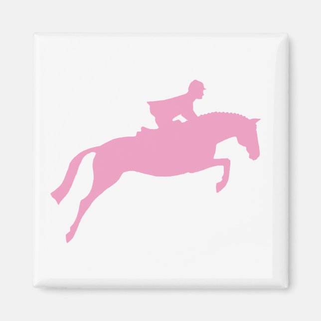Jumper Horse Silhouette (rosa) Magnet (Framsidan)