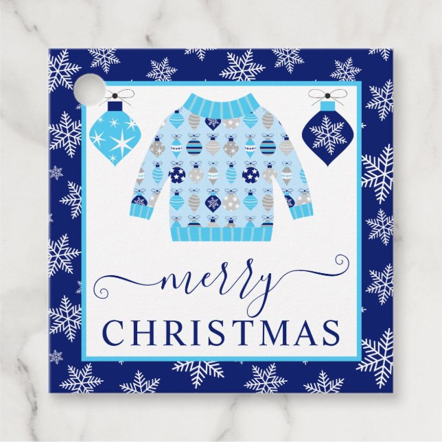 Jumperna Cute Blue och Grått jul Gåvor Etiketter (Framsida)