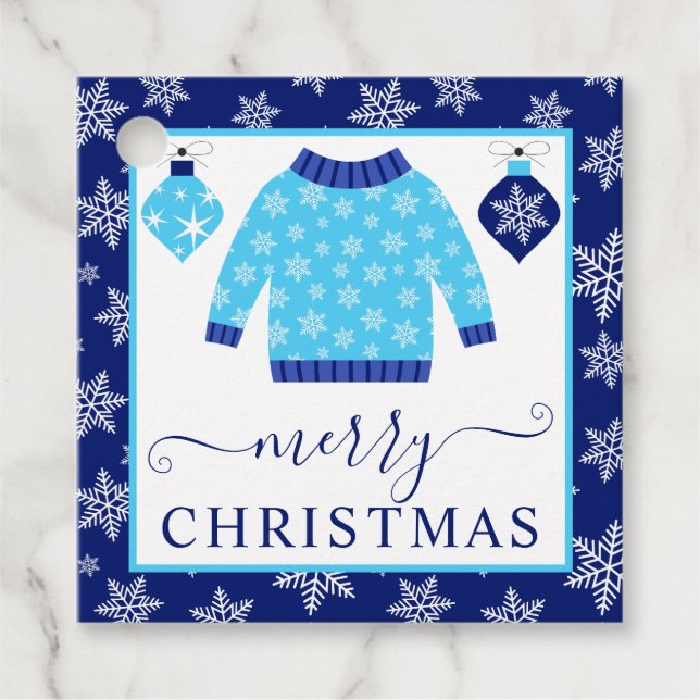 Jumperna Cute Blue och Grått jul Gåvor Etiketter (Framsida)