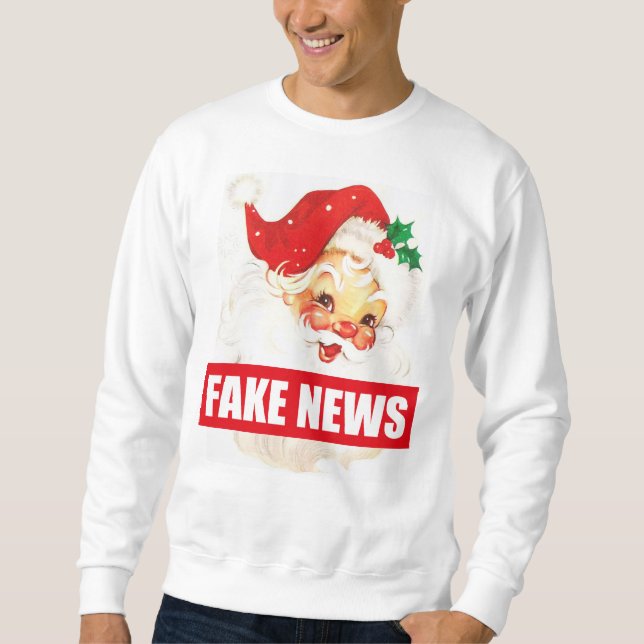 Jumperna Fake News Santa Julafton Santa Sweater  Långärmad Tröja (Framsida)