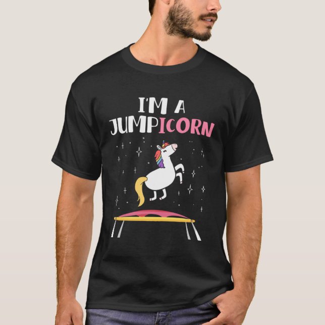 Jumpicorn Unicorn Trampoline Trampolining Workout  T Shirt (Framsida)
