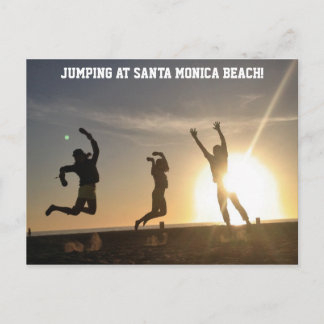 Jumping at Santa Monica Beach Vykort