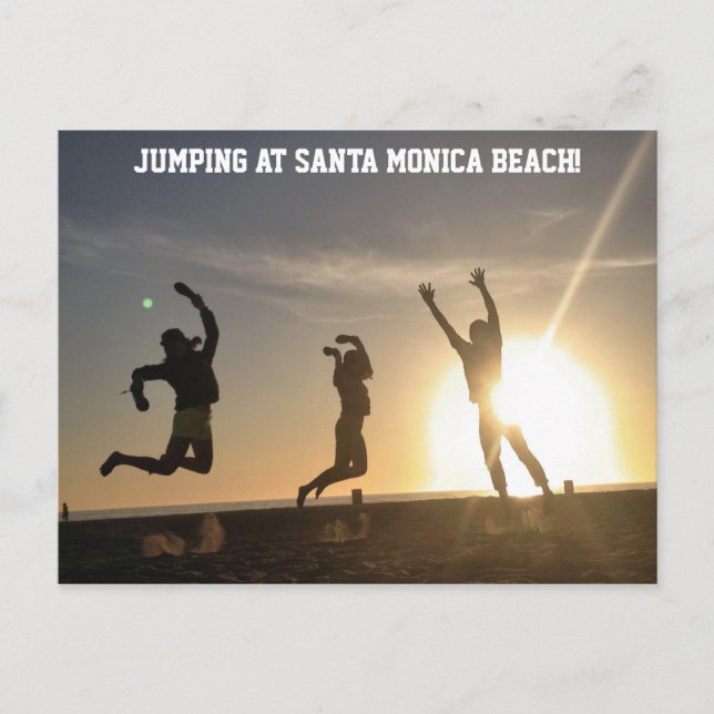 Jumping at Santa Monica Beach Vykort (Framsida)