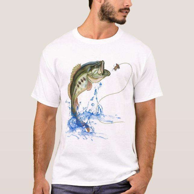 Jumping Bass Fishing Lure T Shirt (Framsida)
