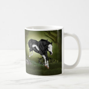 Jumping Black and White Overo Paint Horse Kaffemugg