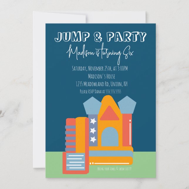 Jumping Bouncing Party Bouning House Birthday Inbjudningar (Framsida)