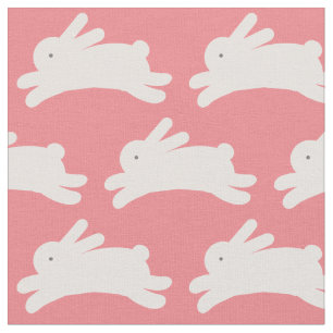 Jumping Bunny Mönster Rosa Tyg
