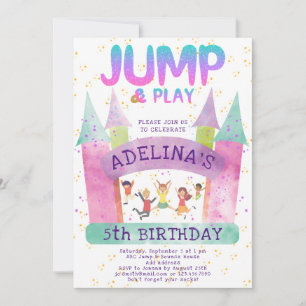 Jumping Castle Jump Play Gymnastics Barns födelsed Inbjudningar