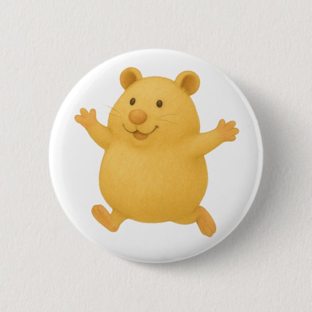 Jumping Cream Hamster Button Badge Knapp (Framsida)