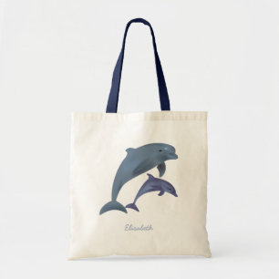 Jumping Delphins illustration namn Tygkasse