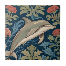 Jumping Dolphin William Morris stil Höger vänd mot