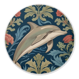 Jumping Dolphin William Morris stil Höger vänd mot Knopp