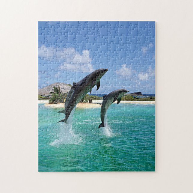 Jumping Dolphins in in Caribbean, Jigszawa Puzzle Pussel (Vertikal)