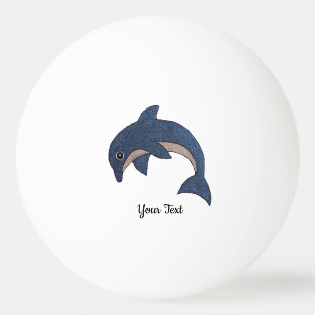 Jumping Glitter Se doolphin Mörk blått och vitt Pingisboll (Framsidan)