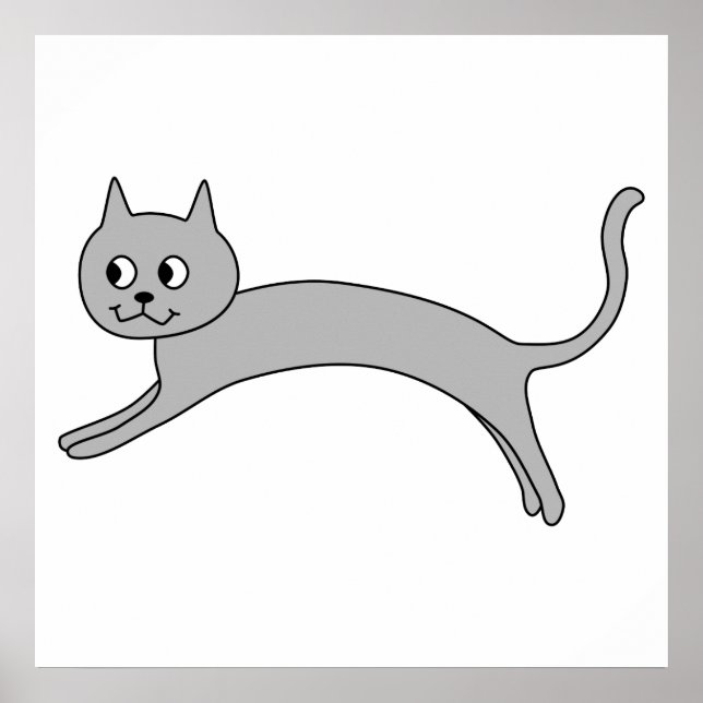 Jumping Grått Cat. Poster (Framsidan)